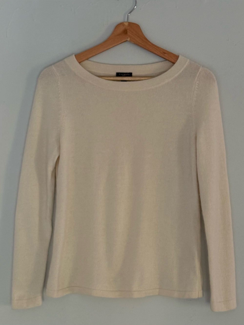 Talbots Pure Cashmere Long Sleeve Sweater Coastal Grandma Medium Petite Cream